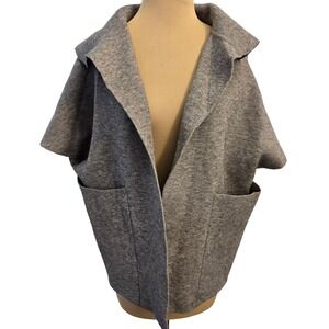 Sasso + Smyth Women's Gray Open Front Cape Coat Pockets‎ Viscose Blend